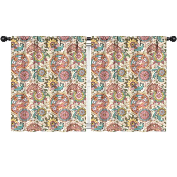 Blackout Kids Curtains,Multicolor Ethnic Paisley and Floral Pattern Childrens Insulated Curtains Set Of 2,Bedroom Essentials,Toddler Room Decor 52x63in(132x160cm)