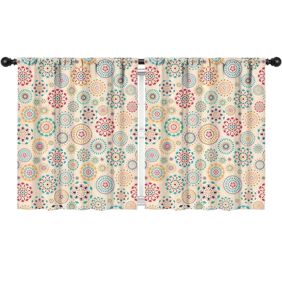 Blackout Kids Curtains,Multicolor Ethnic Floral Pattern Childrens Insulated Curtains Set Of 2,Bedroom Essentials,Toddler Room Decor 52x63in(132x160cm)
