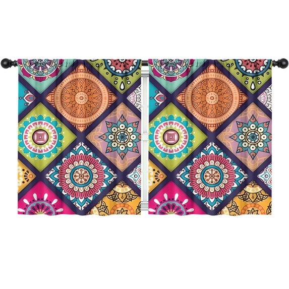 Blackout Kids Curtains,Multicolor Ethnic Mandala Pattern Childrens Insulated Curtains Set Of 2,Bedroom Essentials,Toddler Room Decor 52x63in(132x160cm)