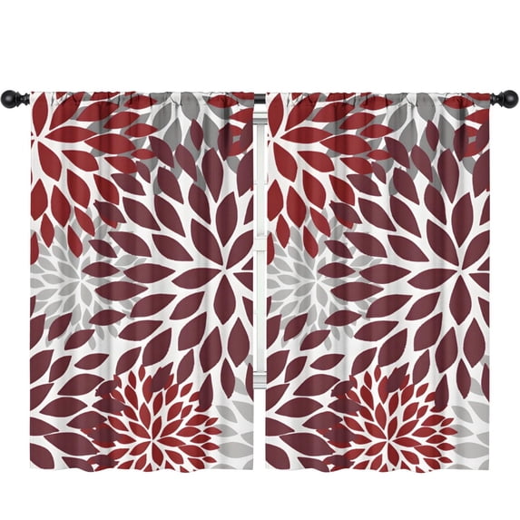 Blackout Kids Curtains,Red Floral and Petal Pattern Childrens Insulated Curtains Set Of 2,Bedroom Essentials,Toddler Room Decor 52x84in(132x213cm)