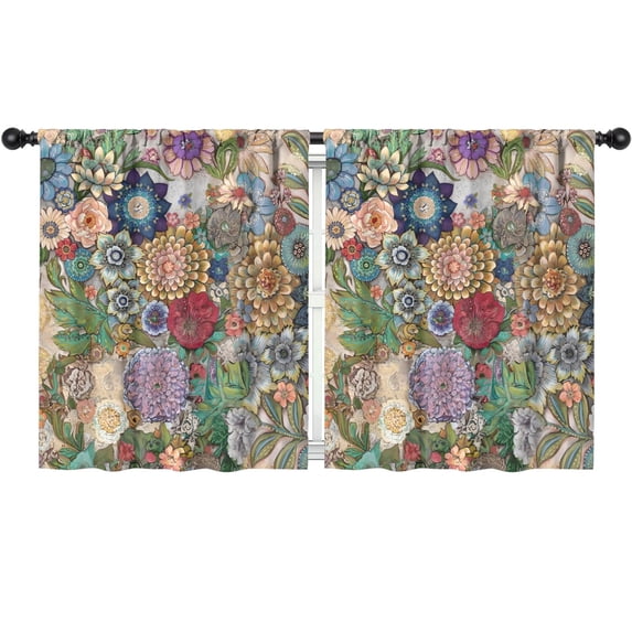 Blackout Kids Curtains,Boho Bohemia Pioneer Flower Childrens Insulated Curtains Set Of 2,Bedroom Essentials,Toddler Room Decor 52"x63"(132x160cm)