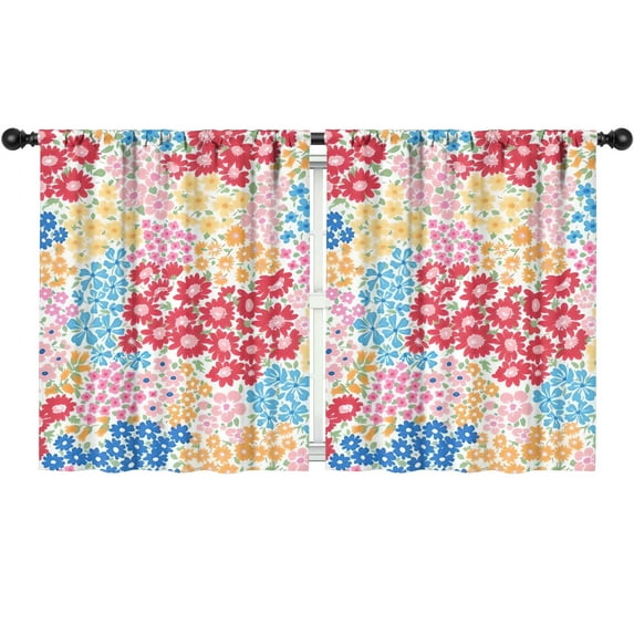 Blackout Kids Curtains,Vibrant Mixed Pioneer Flower Pattern Childrens Insulated Curtains Set Of 2,Bedroom Essentials,Toddler Room Decor 52x63in(132x160cm)