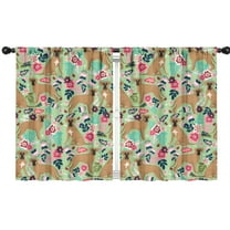 Blackout Kids Curtains,Boxer Dog and Flower Florals Childrens Insulated Curtains Set Of 2,Bedroom Essentials,Toddler Room Decor 42"x54"(106x137cm)