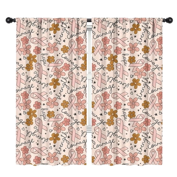 Blackout Kids Curtains,Breast Cancer Awareness Pink Ribbon Floral Pattern Childrens Insulated Curtains Set Of 2,Bedroom Essentials,Toddler Room Decor 42"x84"