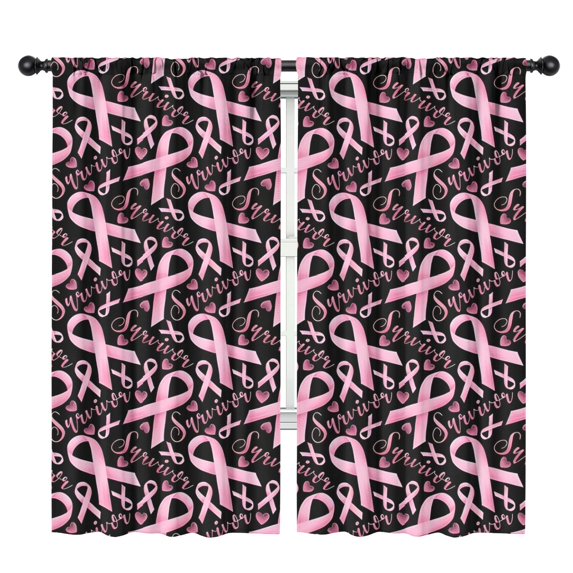 Blackout Kids Curtains,Breast Cancer Survivor Pink Ribbon Black Childrens Insulated Curtains Set Of 2,Bedroom Essentials,Toddler Room Decor 42"x84"