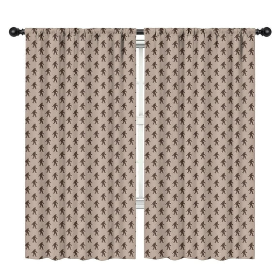 Blackout Kids Curtains,Brown Bigfoot Pattern Childrens Insulated Curtains Set Of 2,Bedroom Essentials,Toddler Room Decor 42x84in(106x213cm)