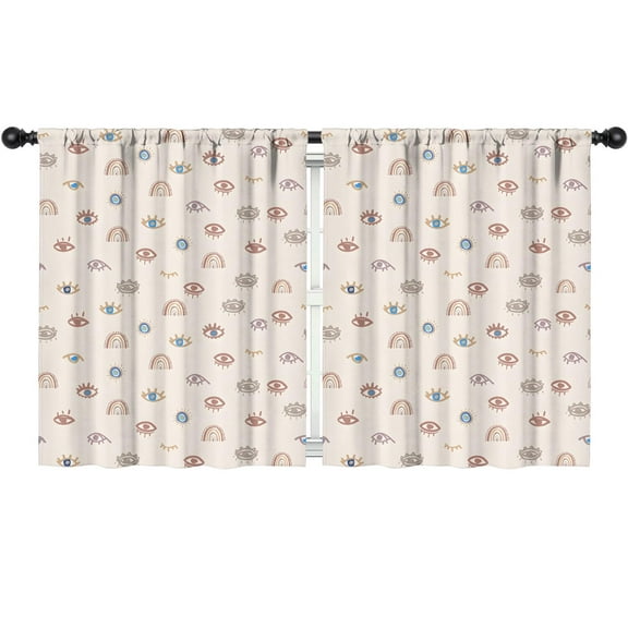 Blackout Kids Curtains,Brown Boho Eye and Rainbow Pattern Childrens Insulated Curtains Set Of 2,Bedroom Essentials,Toddler Room Decor 52x63in(132x160cm)