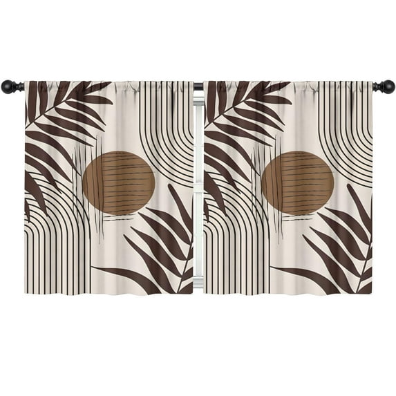 Blackout Kids Curtains,Brown Boho Geometric and Plant Pattern Childrens Insulated Curtains Set Of 2,Bedroom Essentials,Toddler Room Decor 52x63in(132x160cm)