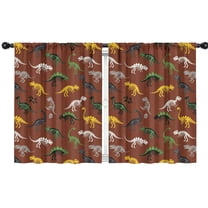 Blackout Kids Curtains,Brown Cartoon Dinosaurs Fossils Pattern Childrens Insulated Curtains Set Of 2,Bedroom Essentials,Toddler Room Decor 42"x54"