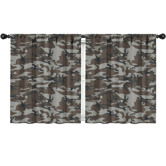 Blackout Kids Curtains,Brown Gray Camo Abstract Shapes Pattern Childrens Insulated Curtains Set Of 2,Bedroom Essentials,Toddler Room Decor 52"x63"