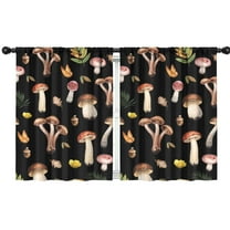 Blackout Kids Curtains,Brown Mushroom Leaf Black Pattern Childrens Insulated Curtains Set Of 2,Bedroom Essentials,Toddler Room Decor 42"x54"