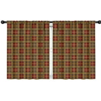 Blackout Kids Curtains,Brown Red Yellow Plaid Checkered Pattern Childrens Insulated Curtains Set Of 2,Bedroom Essentials,Toddler Room Decor 42"x54"