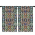 thumbnail image 1 of Blackout Kids Curtains,Brown Traditional Tile Pattern Childrens Insulated Curtains Set Of 2,Bedroom Essentials,Toddler Room Decor 52x84in(132x213cm), 1 of 5