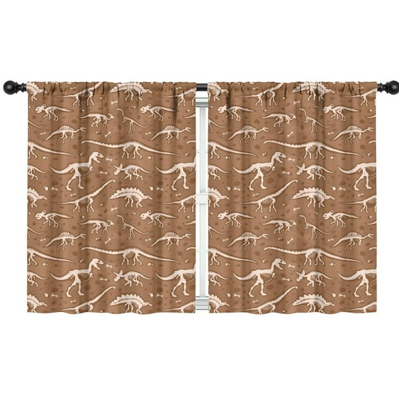 Blackout Kids Curtains,Brown White Dinosaurs Fossils Pattern Childrens Insulated Curtains Set Of 2,Bedroom Essentials,Toddler Room Decor 42"x54"