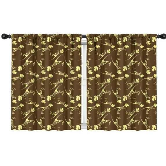 Blackout Kids Curtains,Brown Yellow Dinosaurs Fossils Pattern Childrens Insulated Curtains Set Of 2,Bedroom Essentials,Toddler Room Decor 42"x54"