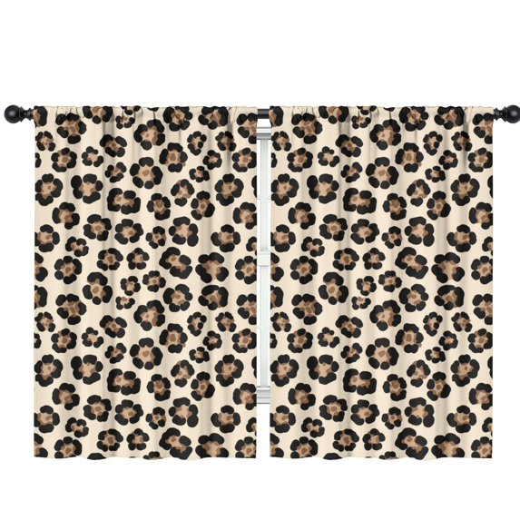 Blackout Kids Curtains,Brown and Beige Leopard Print Children's Insulated Curtains Set Of 2,Bedroom Essentials,Toddler Room Decor 42"x63"