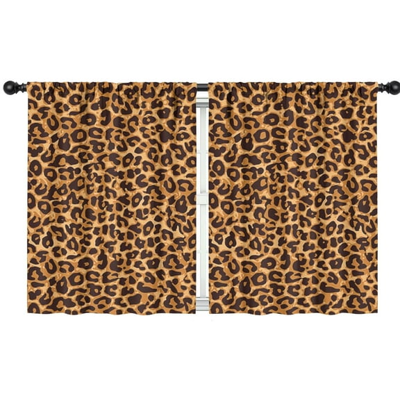 Blackout Kids Curtains,Brown and Black Leopard Print Childrens Insulated Curtains Set Of 2,Bedroom Essentials,Toddler Room Decor 42"x54"