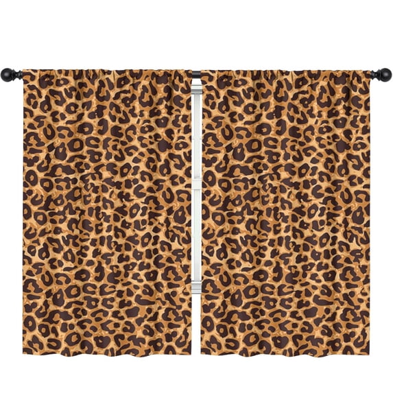 Blackout Kids Curtains,Brown and Black Leopard Print Childrens Insulated Curtains Set Of 2,Bedroom Essentials,Toddler Room Decor 52"x84"