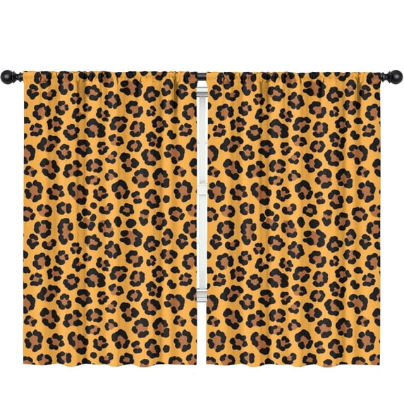 Blackout Kids Curtains,Brown and Yellow Leopard Print Pattern Children's Insulated Curtains Set Of 2,Bedroom Essentials,Toddler Room Decor 52"x84"