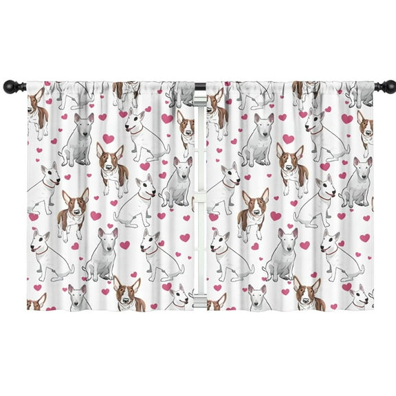 Blackout Kids Curtains,Bull Terriers and Hearts Childrens Insulated Curtains Set Of 2,Bedroom Essentials,Toddler Room Decor 42x54in(106x137cm)