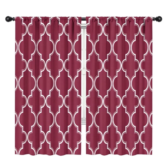 Blackout Kids Curtains,Burgundy Geometric Quatrefoil Pattern Childrens Insulated Curtains Set Of 2,Bedroom Essentials,Toddler Room Decor 42x84in(106x213cm)