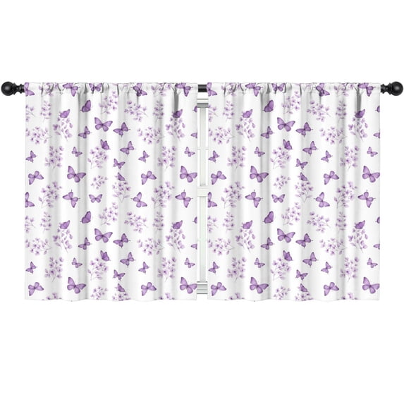 Blackout Kids Curtains,Butterfly and Floral Purple Pattern Children's Insulated Curtains Set Of 2,Bedroom Essentials,Toddler Room Decor 52"x63"