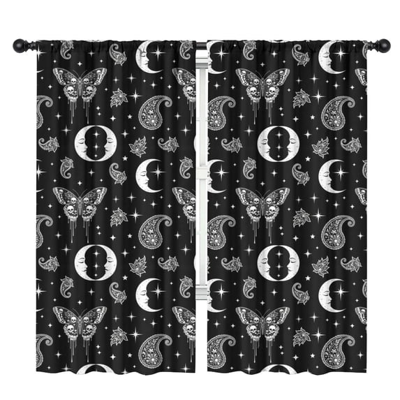 Blackout Kids Curtains,Butterfly and Moon Gothic Pattern Children's Insulated Curtains Set Of 2,Bedroom Essentials,Toddler Room Decor 42"x84"