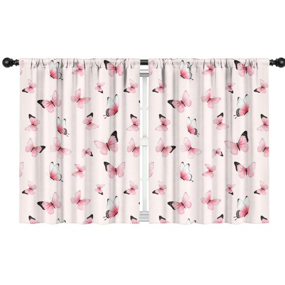 Blackout Kids Curtains,Butterfly and Pink White Pattern Children's Insulated Curtains Set Of 2,Bedroom Essentials,Toddler Room Decor 42"x54"