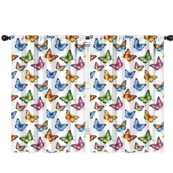 Blackout Kids Curtains,Butterfly and Splash Multicolor Pattern Children's Insulated Curtains Set Of 2,Bedroom Essentials,Toddler Room Decor 42"x63"
