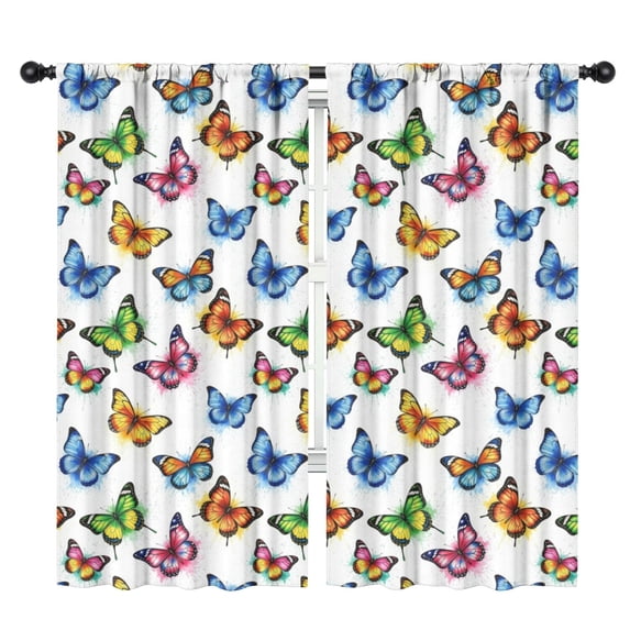 Blackout Kids Curtains,Butterfly and Splash Multicolor Pattern Children's Insulated Curtains Set Of 2,Bedroom Essentials,Toddler Room Decor 42"x84"