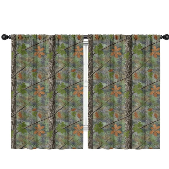 Blackout Kids Curtains,Camo and Pine Green Pattern Children's Insulated Curtains Set Of 2,Bedroom Essentials,Toddler Room Decor 42"x63"