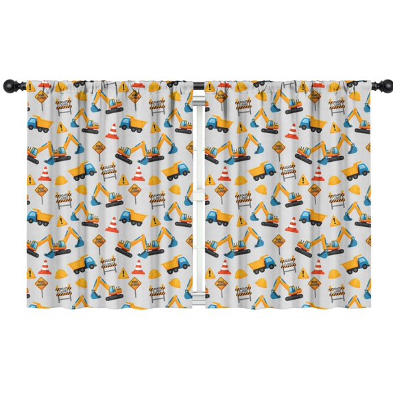 Blackout Kids Curtains,Cartoon Construction Vehicles Barriers Childrens Insulated Curtains Set Of 2,Bedroom Essentials,Toddler Room Decor 42"x54"
