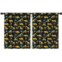 Blackout Kids Curtains,Cartoon Construction Vehicles Clouds Black Pattern Childrens Insulated Curtains Set Of 2,Bedroom Essentials,Toddler Room Decor 42"x54"