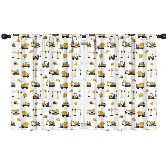 Blackout Kids Curtains,Cartoon Construction Vehicles Helmets White Pattern Childrens Insulated Curtains Set Of 2,Bedroom Essentials,Toddler Room Decor 42"x54"