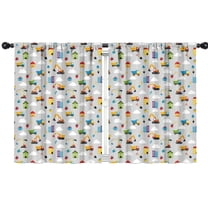Blackout Kids Curtains,Cartoon Construction Vehicles Houses Childrens Insulated Curtains Set Of 2,Bedroom Essentials,Toddler Room Decor 42"x54"