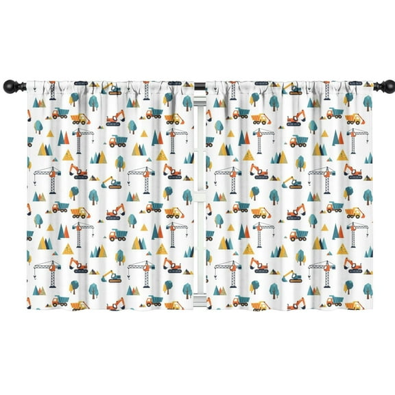 Blackout Kids Curtains,Cartoon Construction Vehicles Mountains Childrens Insulated Curtains Set Of 2,Bedroom Essentials,Toddler Room Decor 42"x54"