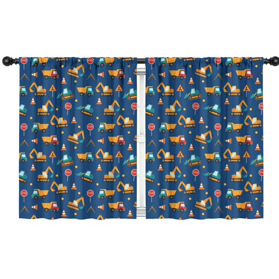 Blackout Kids Curtains,Cartoon Construction Vehicles Road Cones Childrens Insulated Curtains Set Of 2,Bedroom Essentials,Toddler Room Decor 42"x54"