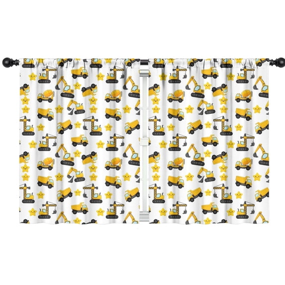 Blackout Kids Curtains,Cartoon Construction Vehicles Stars Childrens Insulated Curtains Set Of 2,Bedroom Essentials,Toddler Room Decor 42"x54"