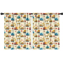 Blackout Kids Curtains,Cartoon Construction Vehicles Stop Signs Childrens Insulated Curtains Set Of 2,Bedroom Essentials,Toddler Room Decor 42"x54"