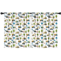 Blackout Kids Curtains,Cartoon Construction Vehicles Trees Childrens Insulated Curtains Set Of 2,Bedroom Essentials,Toddler Room Decor 42"x54"