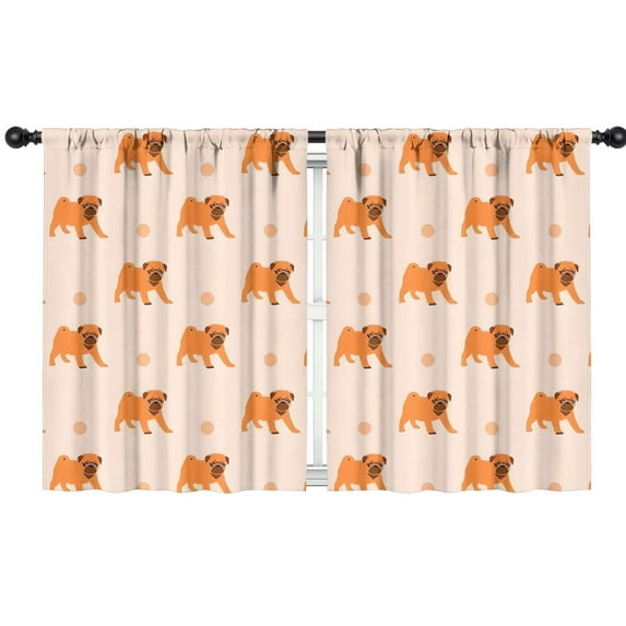 Blackout Kids Curtains,Cartoon Pug Dog Childrens Insulated Curtains Set Of 2,Bedroom Essentials,Toddler Room Decor 42"x54"(106x137cm)