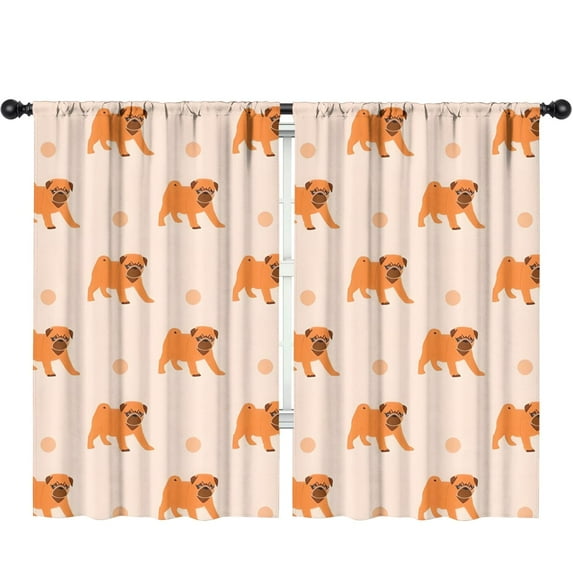 Blackout Kids Curtains,Cartoon Pug Dog Childrens Insulated Curtains Set Of 2,Bedroom Essentials,Toddler Room Decor 52"x84"(132x213cm)