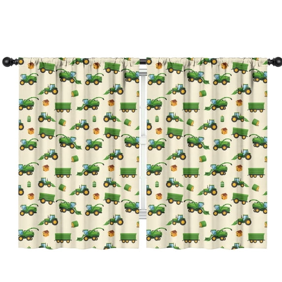 Blackout Kids Curtains,Cartoon Tractors Barns Beige Pattern Childrens Insulated Curtains Set Of 2,Bedroom Essentials,Toddler Room Decor 42"x63"