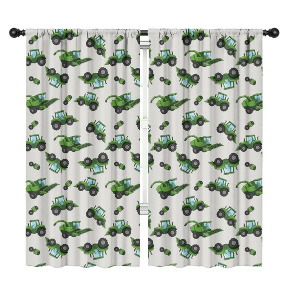 Blackout Kids Curtains,Cartoon Tractors Harvesters Light Gray Pattern Childrens Insulated Curtains Set Of 2,Bedroom Essentials,Toddler Room Decor 42"x84"