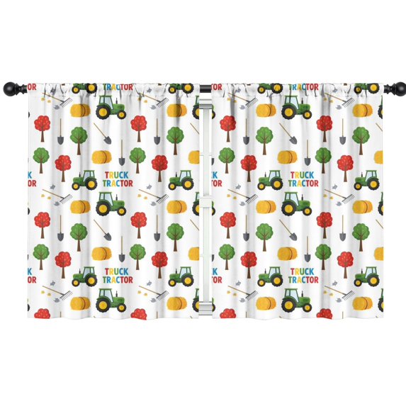 Blackout Kids Curtains,Cartoon Tractors Hay Bales White Pattern Childrens Insulated Curtains Set Of 2,Bedroom Essentials,Toddler Room Decor 42"x54"