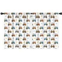 Blackout Kids Curtains,Cartoon Tractors Stars White Pattern Childrens Insulated Curtains Set Of 2,Bedroom Essentials,Toddler Room Decor 42"x54"