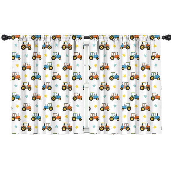 Blackout Kids Curtains,Cartoon Tractors Stars White Pattern Childrens Insulated Curtains Set Of 2,Bedroom Essentials,Toddler Room Decor 42"x54"