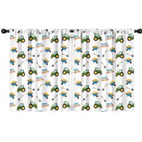 Blackout Kids Curtains,Cartoon Tractors Wheelbarrows White Pattern Childrens Insulated Curtains Set Of 2,Bedroom Essentials,Toddler Room Decor 42"x54"