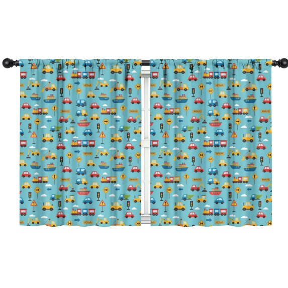 Blackout Kids Curtains,Cartoon Traffic Vehicles Boats Light Blue Pattern Childrens Insulated Curtains Set Of 2,Bedroom Essentials,Toddler Room Decor 42"x54"