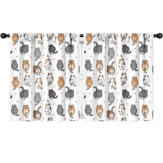 Blackout Kids Curtains,Cat Butt and Heart White Pattern Children's Insulated Curtains Set Of 2,Bedroom Essentials,Toddler Room Decor 52"x63"